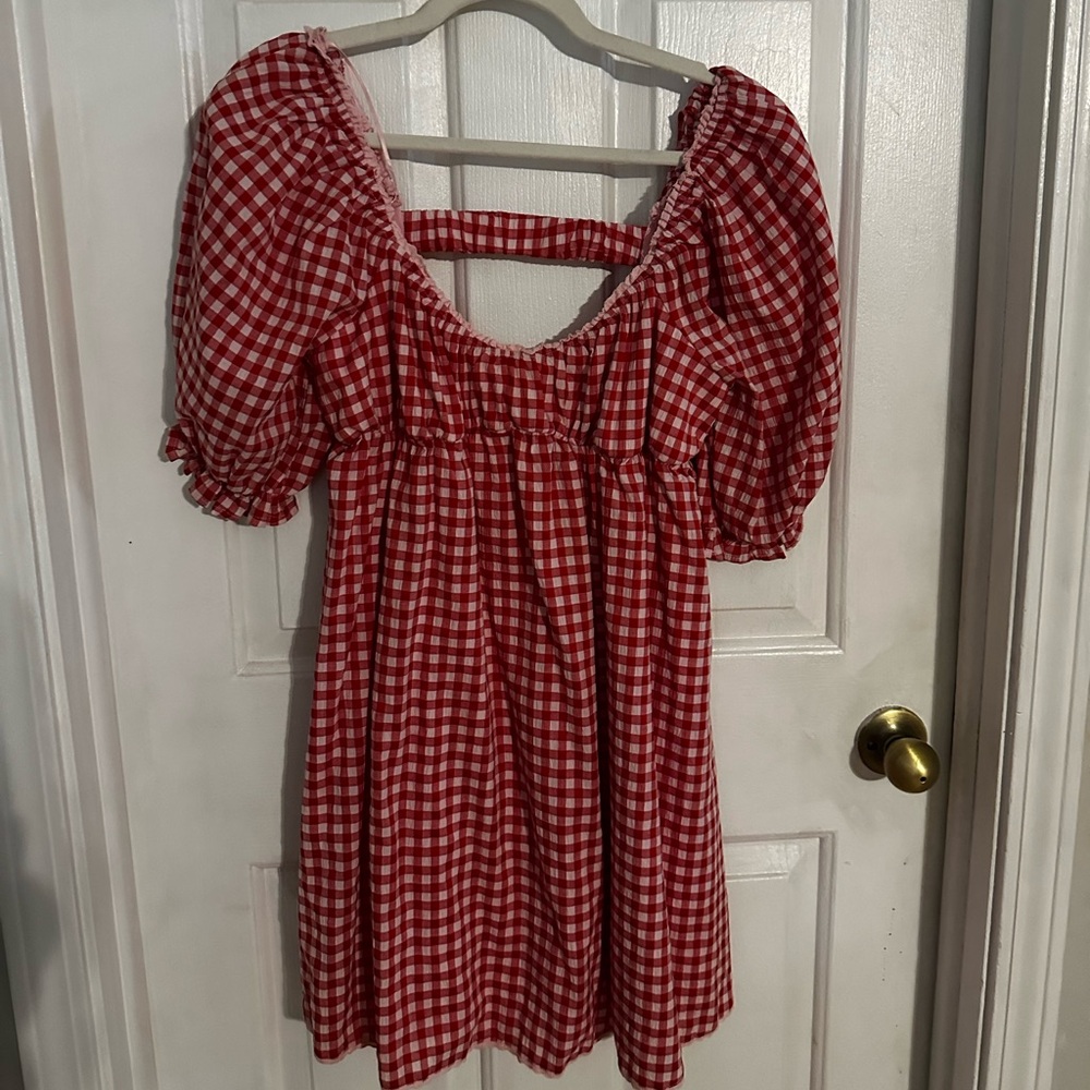 Vici Red and White Gingham Mini Dress